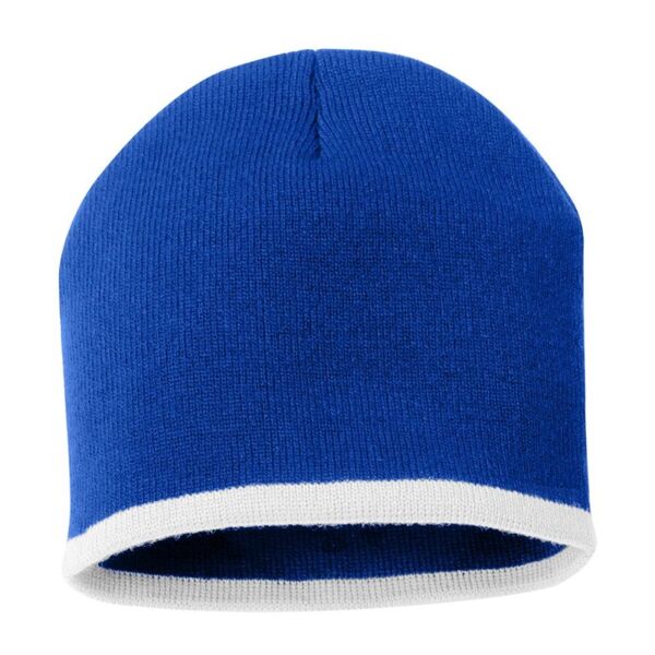 8" Toque Bottom-Striped Knit Beanie Thumbnail