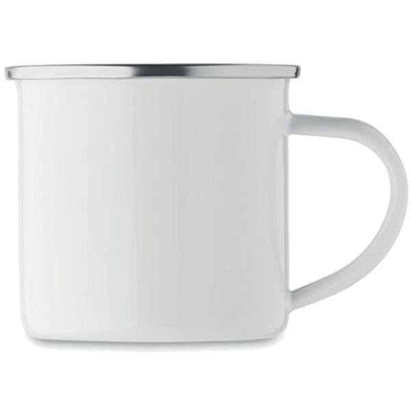 12oz Coyote's White Enamel Flat Bottom Camping Mugs Thumbnail